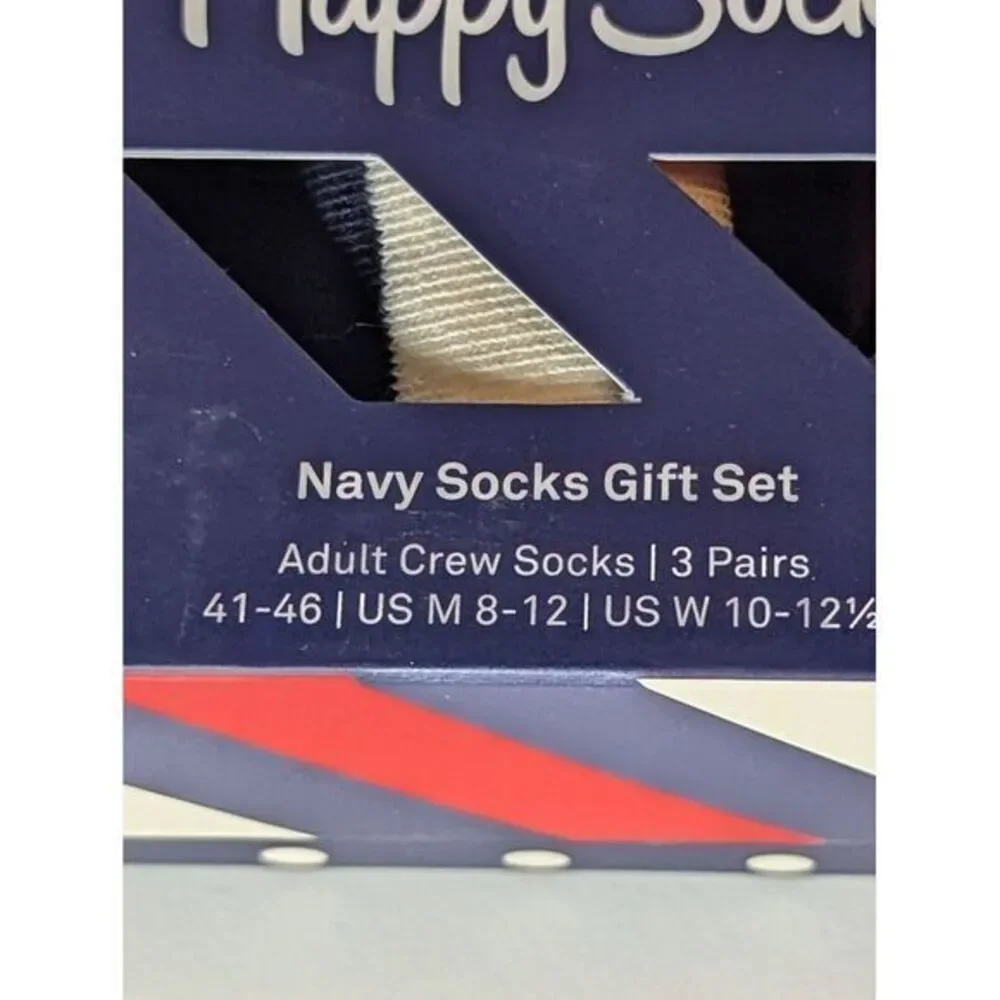 Happy Socks Geometric‎ Figures Gift Box 3 Pairs Set  M7-12 Unisex Navy R…